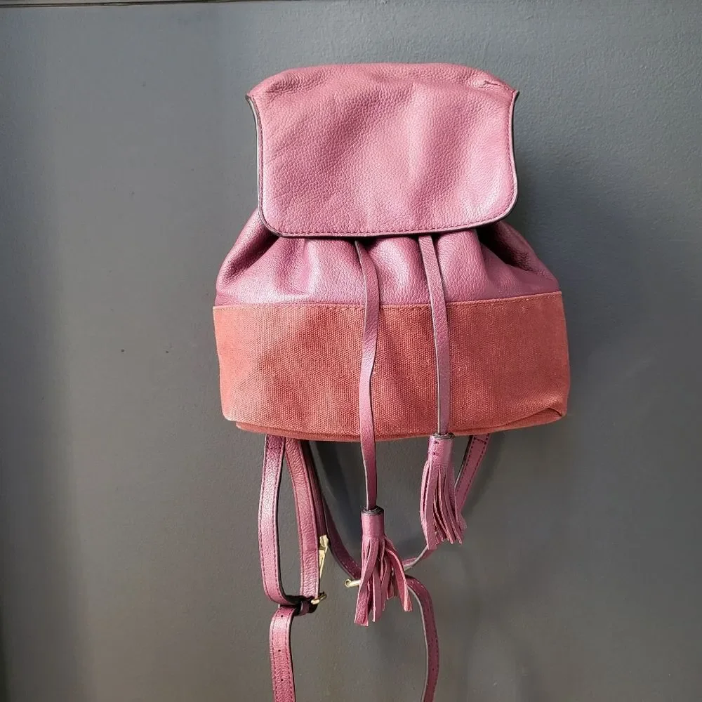 Rebecca Minkoff Mansfield Burgundy Leather Brit Brass Convertible Backpack Purse